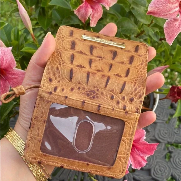 BRAHMIN MINI KEY COGNAC COLLODI MELBOURNE Genuine LEATHER BI FOLD MINI WALLET ID - Picture 10 of 12